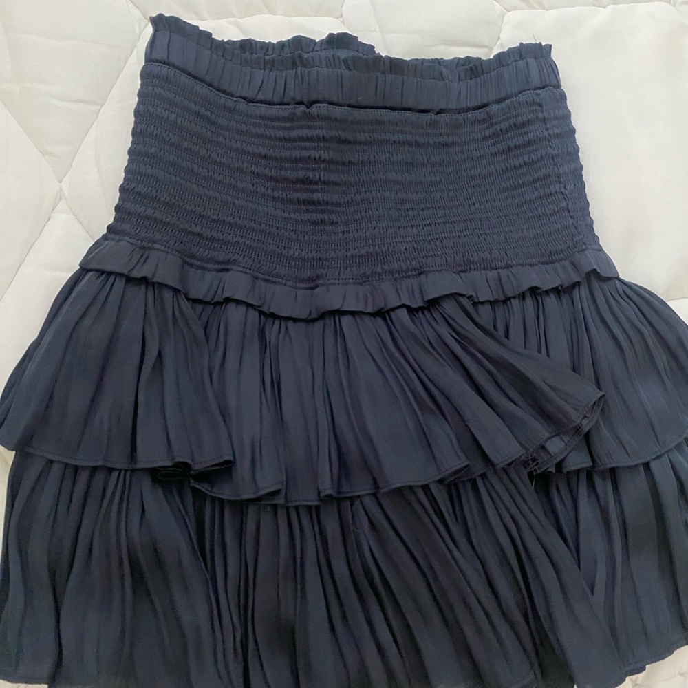 The Reset Dark Blue Tiered Mini Skirt